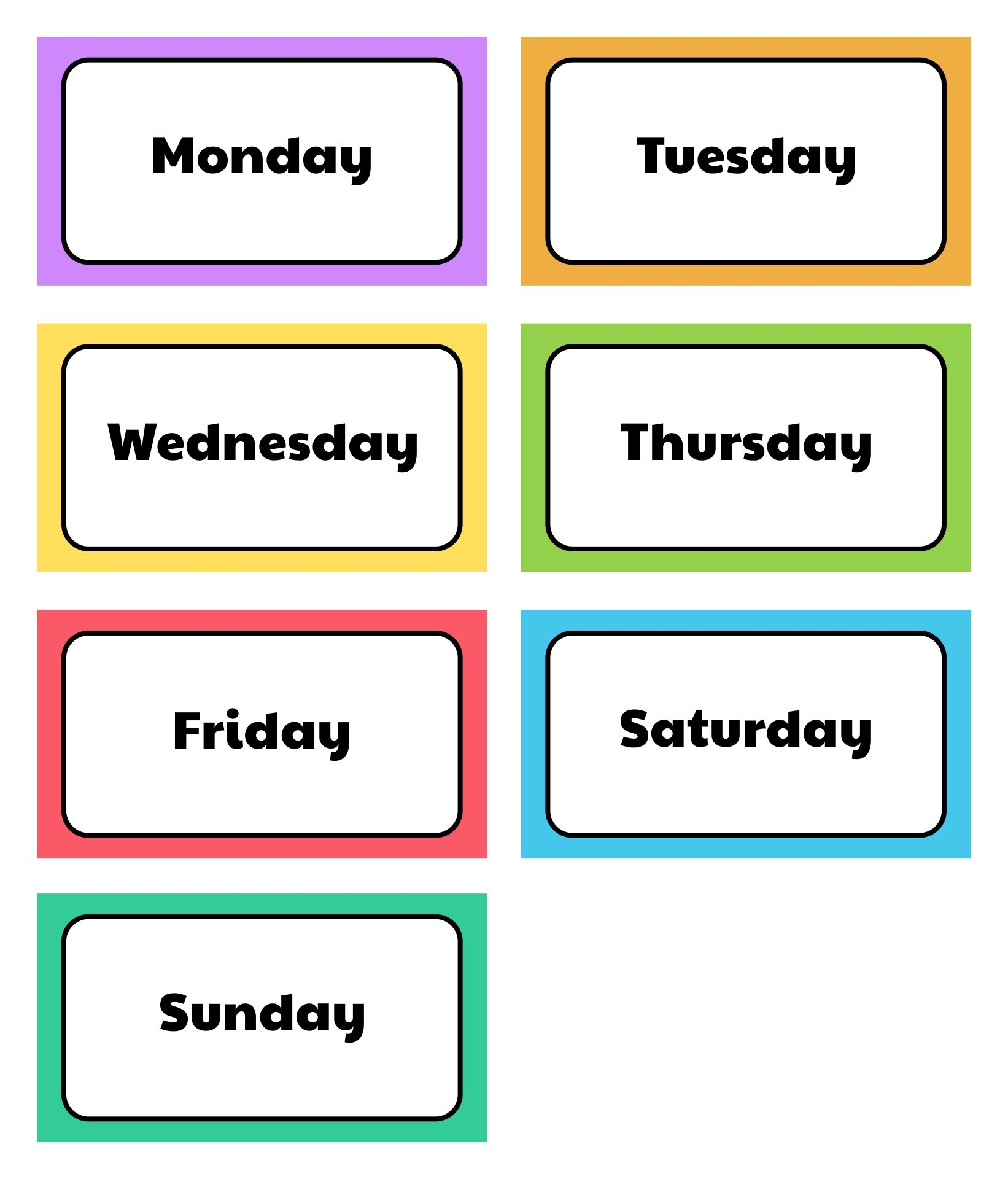 10 Best Days Of The Week Printables Printablee