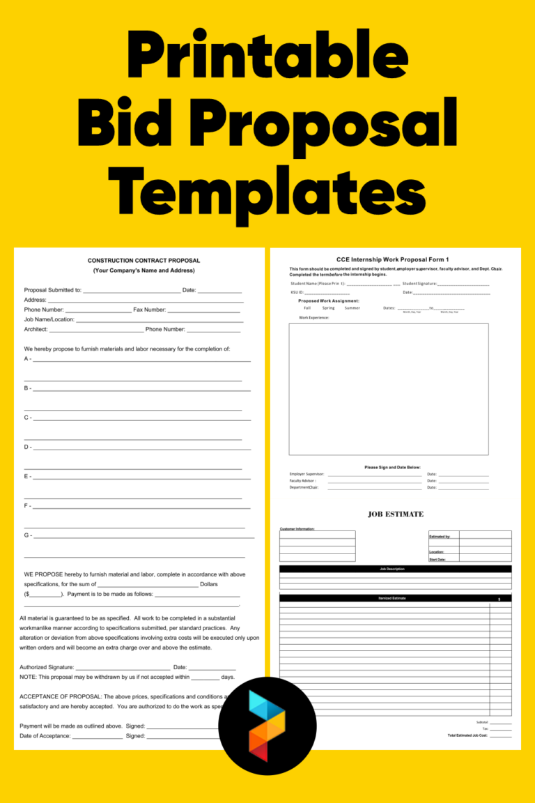 10 Best Free Printable Bid Proposal Templates Printablee - Fillable ...