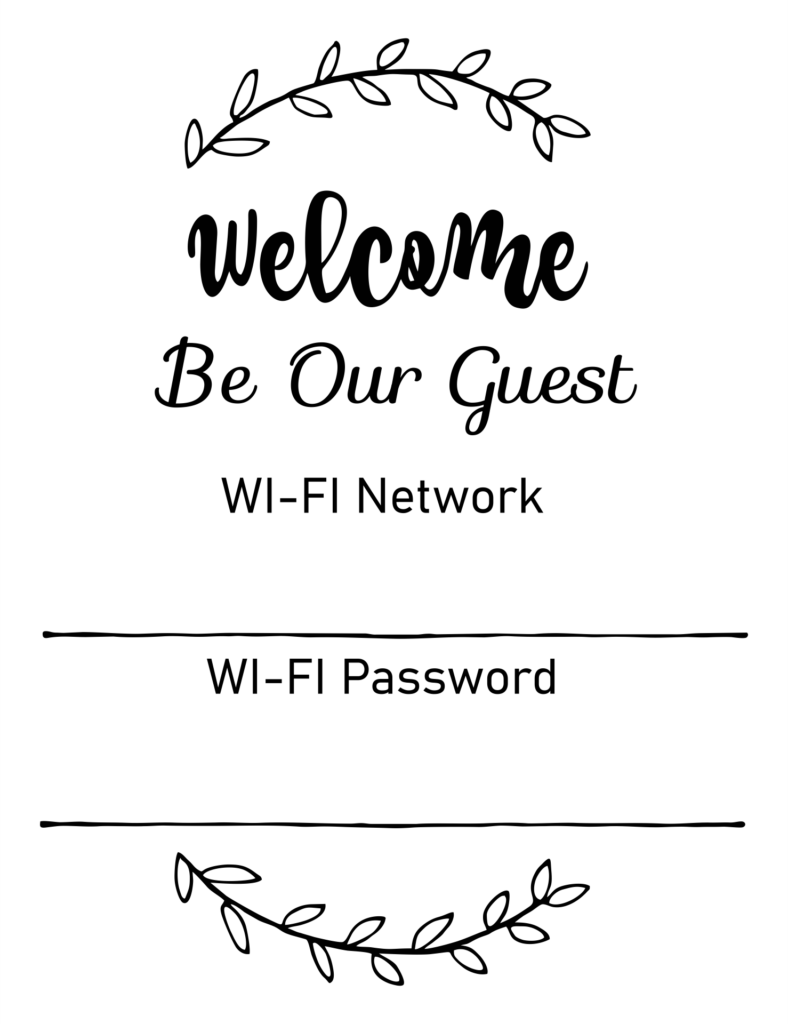 Free Printable Wifi Password Template 5x7