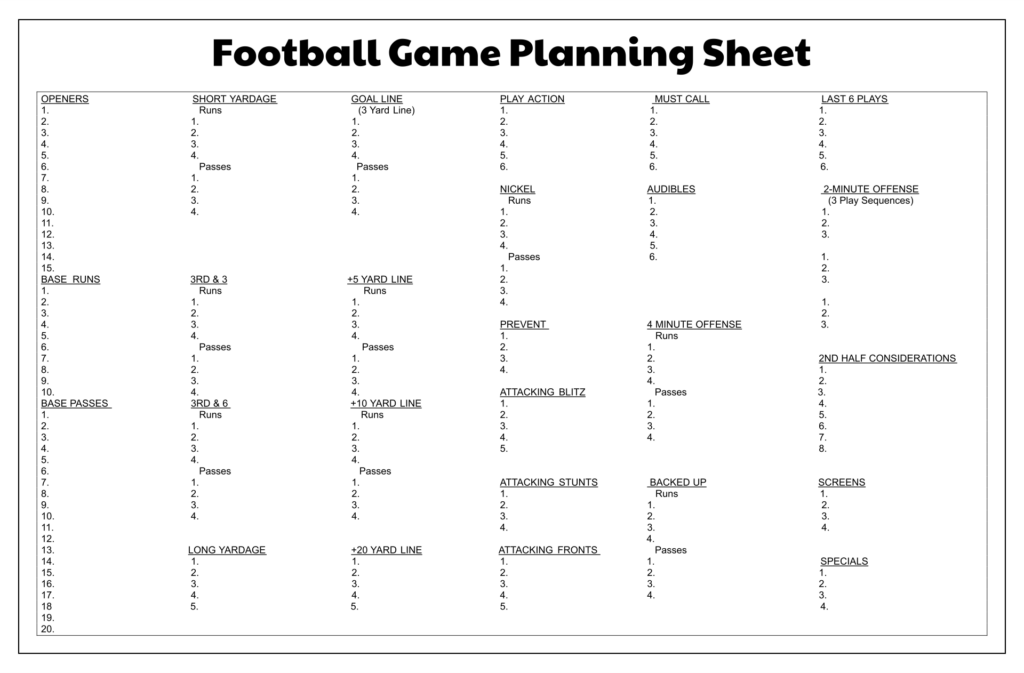 Printable Blank Football Play Template