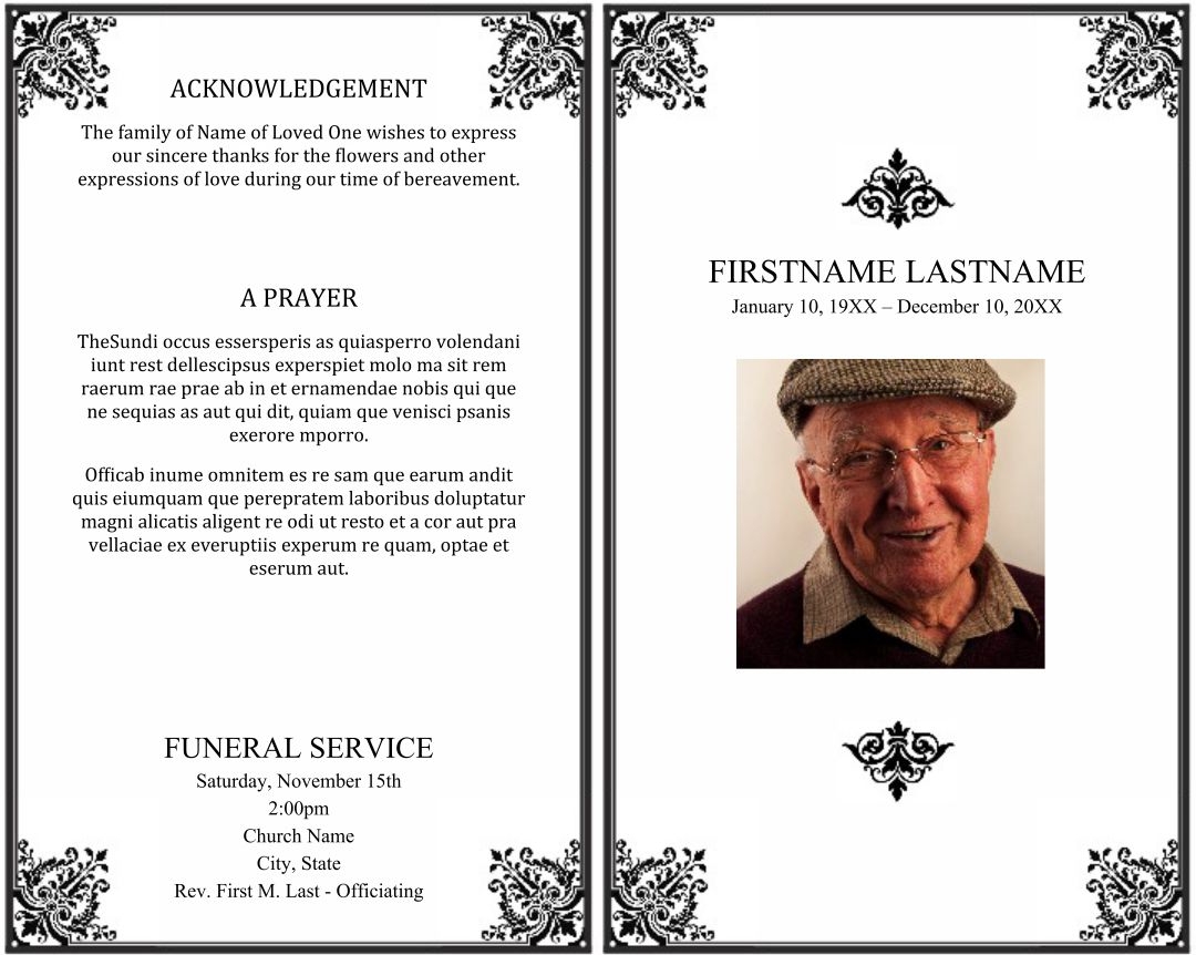 10 Best Printable Memorial Card Templates Printablee