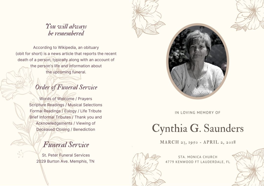 10 Best Printable Memorial Card Templates Printablee