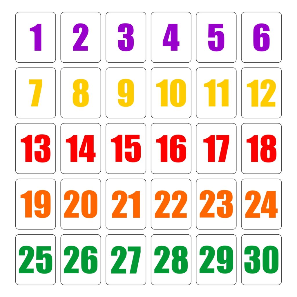 Printable Numbers 1-30 Template