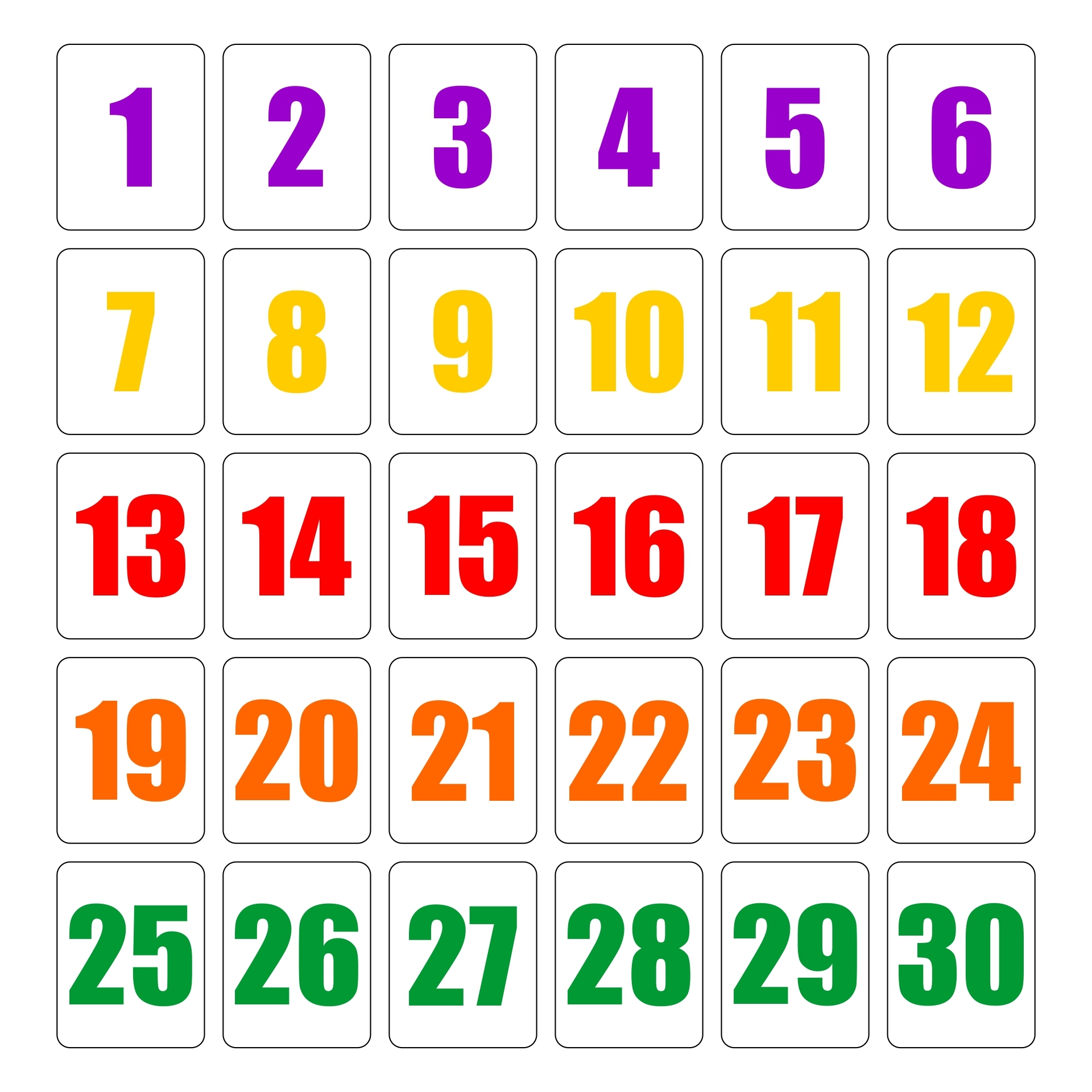 10 Best Printable Numbers From 1 30 Printablee