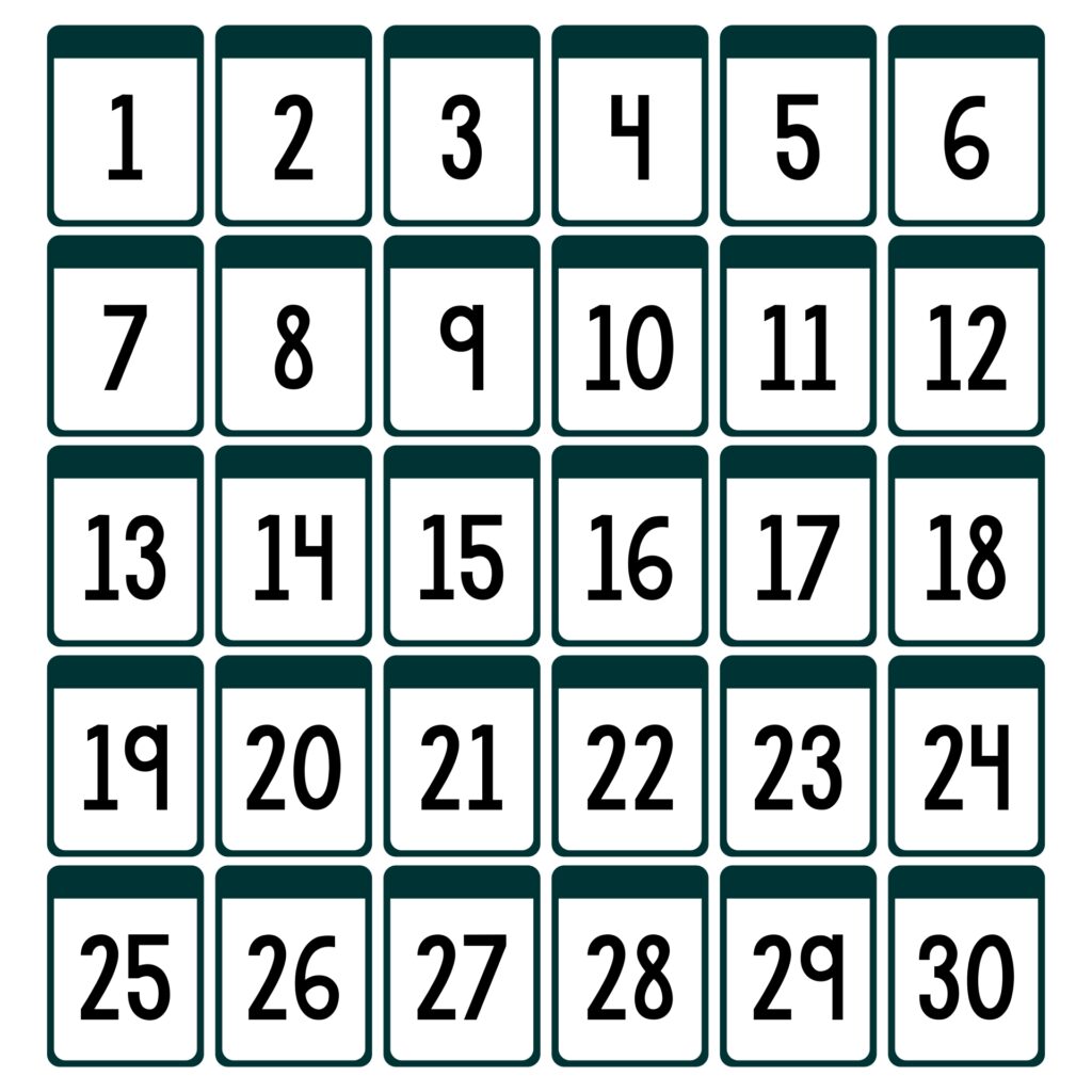 Printable Numbers 1-30 Template