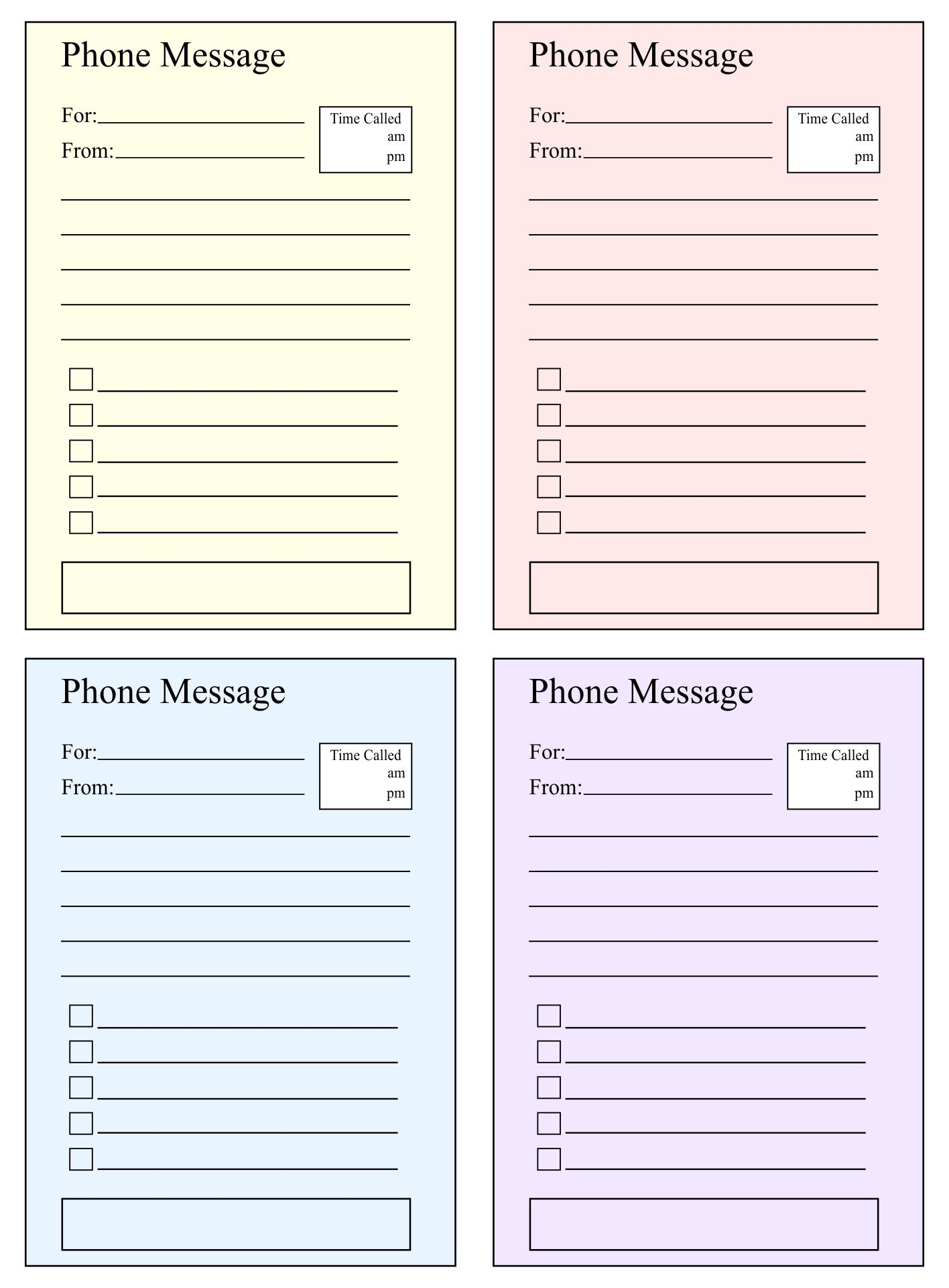 10 Best Printable Telephone Message Template Printablee