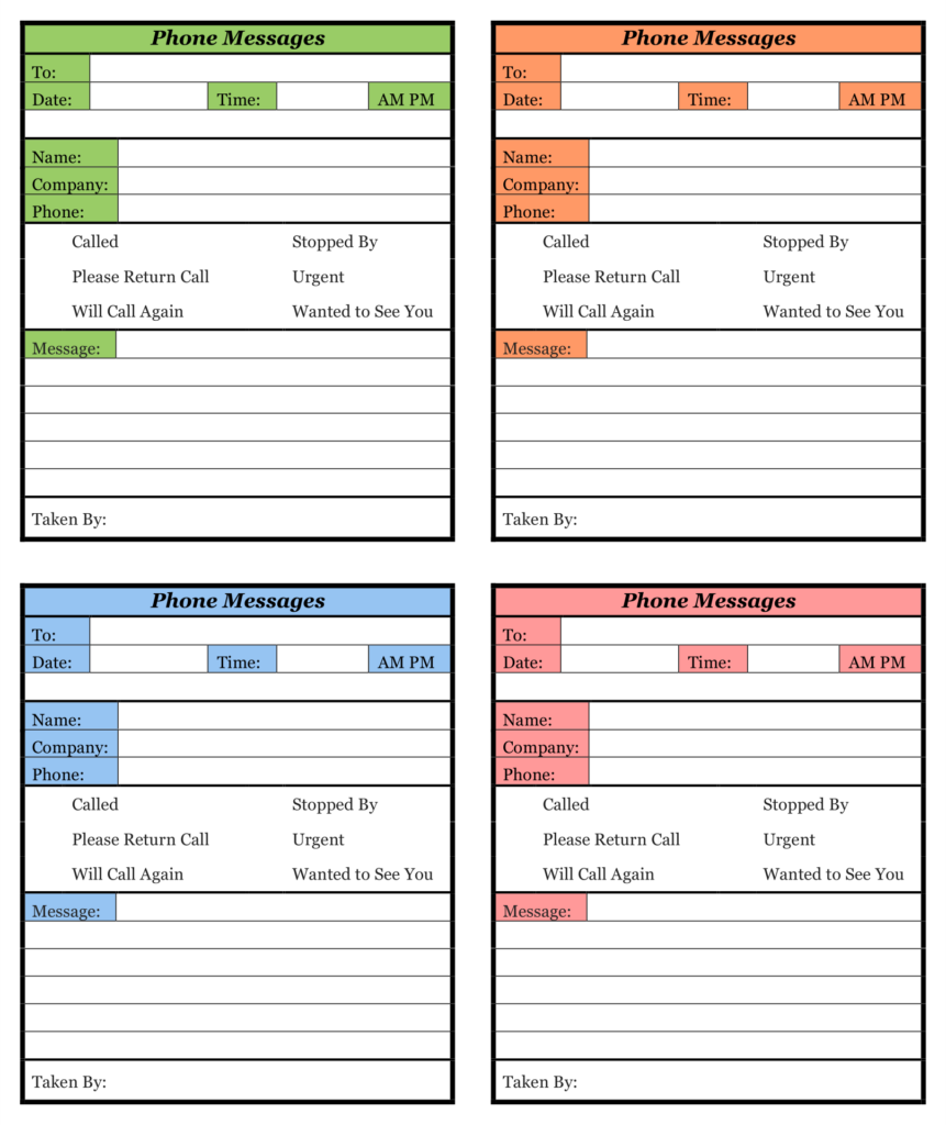 10 Best Printable Telephone Message Template Printablee - Fillable Form ...