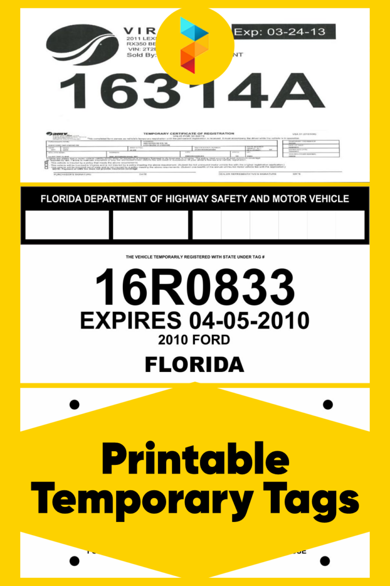 10 Best Printable Temporary Tags Printablee Fillable Form 2023