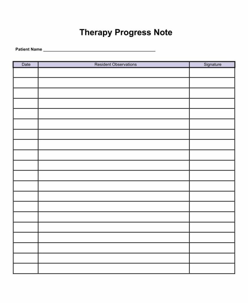 Free Printable Progress Note Template