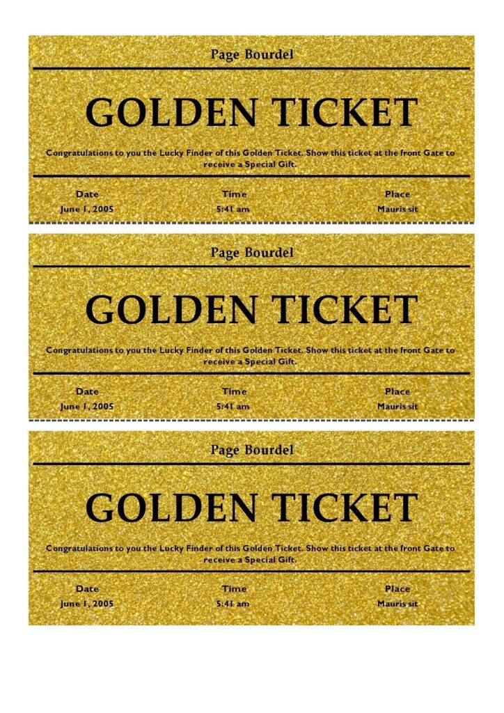 Golden Ticket Printable Template