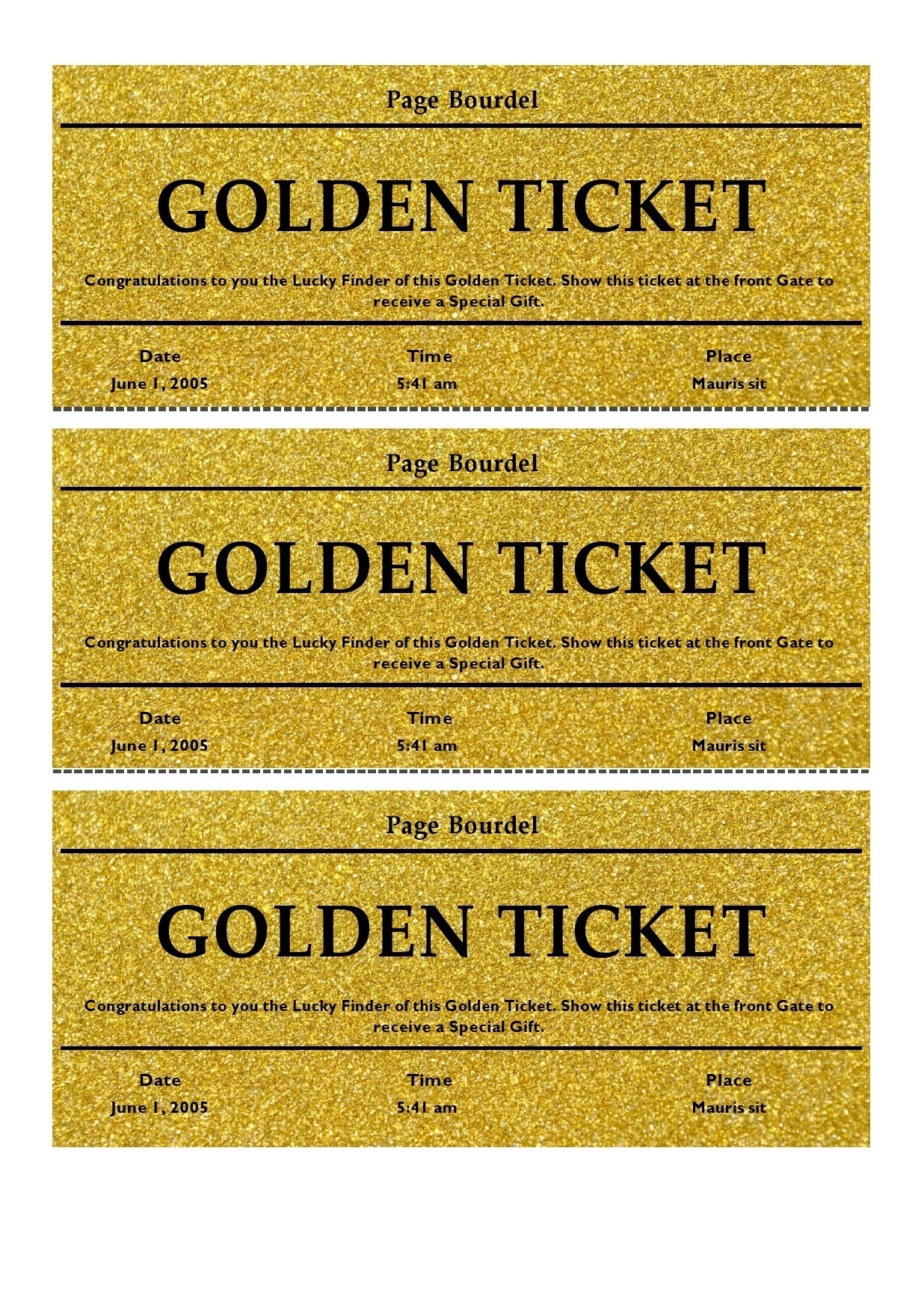 13 Editable Golden Ticket Templates Free Downloads 