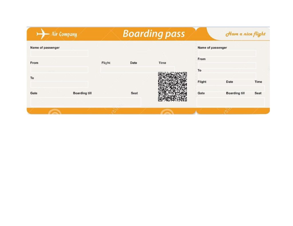 Printable Airline Ticket Template Free