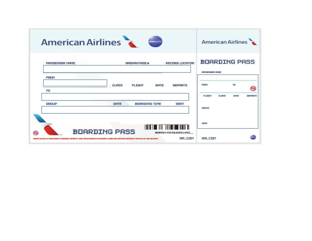 Printable Fake Airline Ticket Template Free