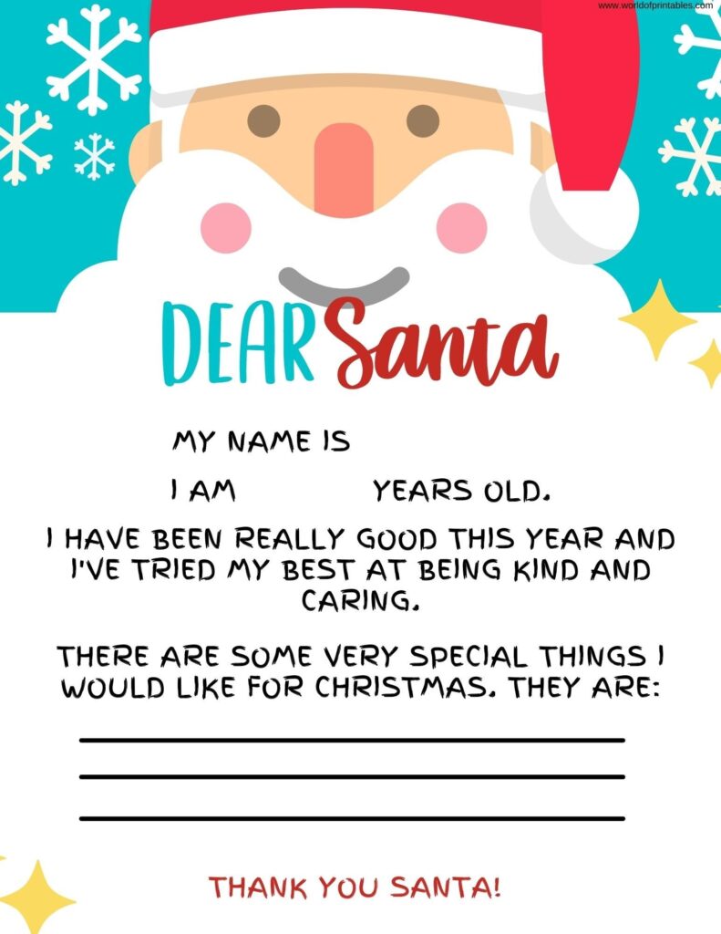 Free Printable Letter To Santa Template Word