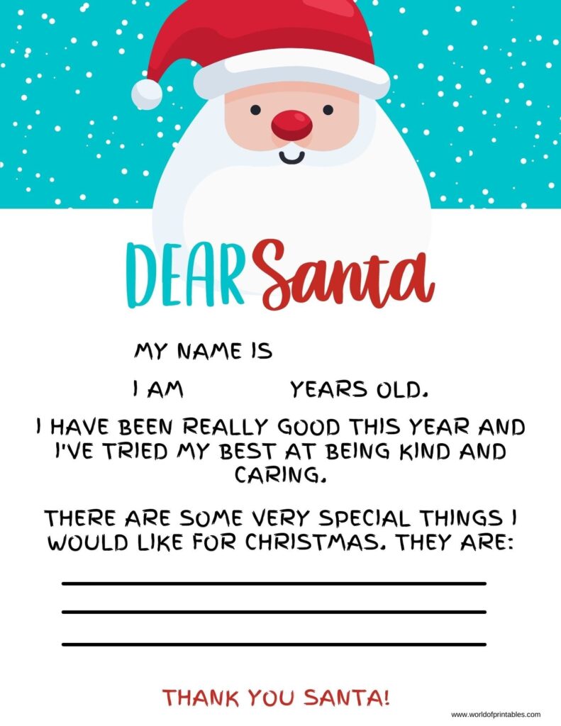 Free Printable Letter To Santa Template Word