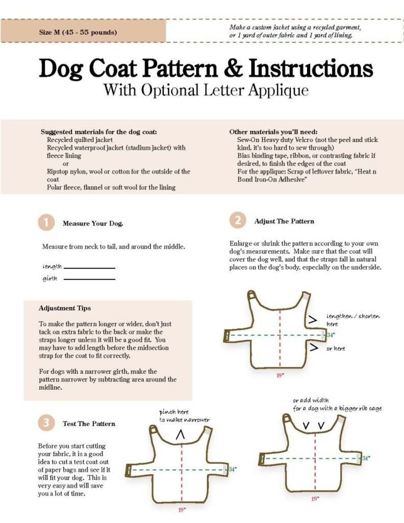 Template Dog Coat Sewing Patterns Free Printable