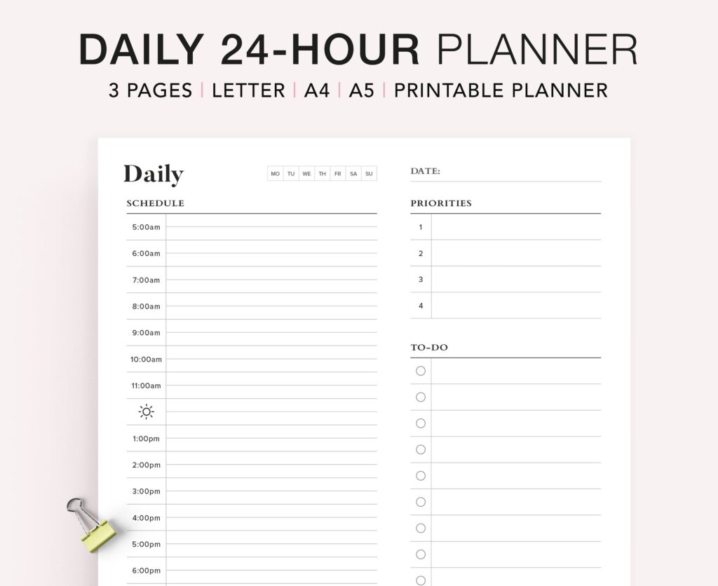 Daily Hourly Planner Printable