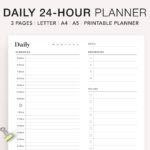 24 Hour Daily Planner Printable Hourly Planner Military Time Etsy de