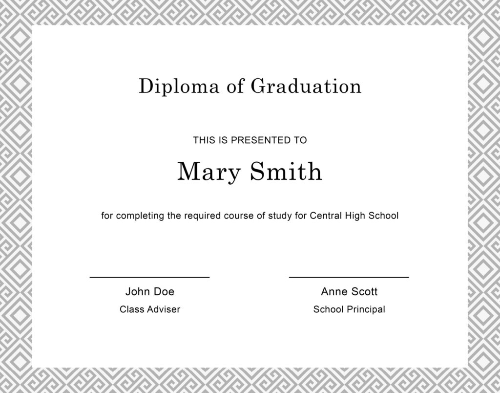 Diploma Template Printable