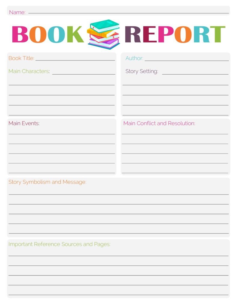 Free Printable Book Report Template