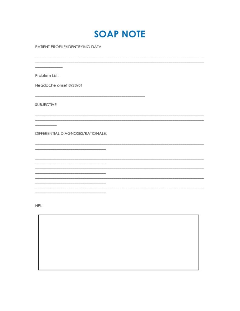 Soap Note Template Printable