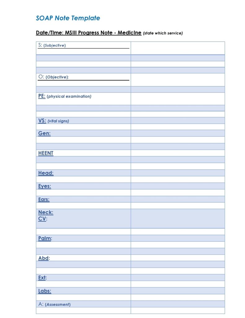 Printable Blank Soap Note Template Word