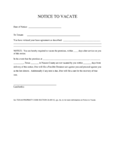 30 Day Notice To Vacate Texas Pdf Fill Online Printable Fillable Blank ...