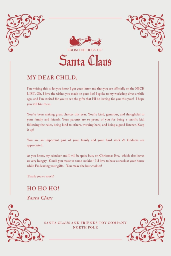 Free Printable Fill In Blank Letter From Santa Template