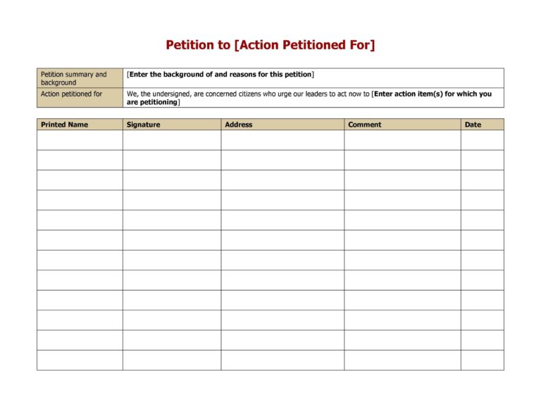30 Petition Templates How To Write Petition Guide - Fillable Form 2023