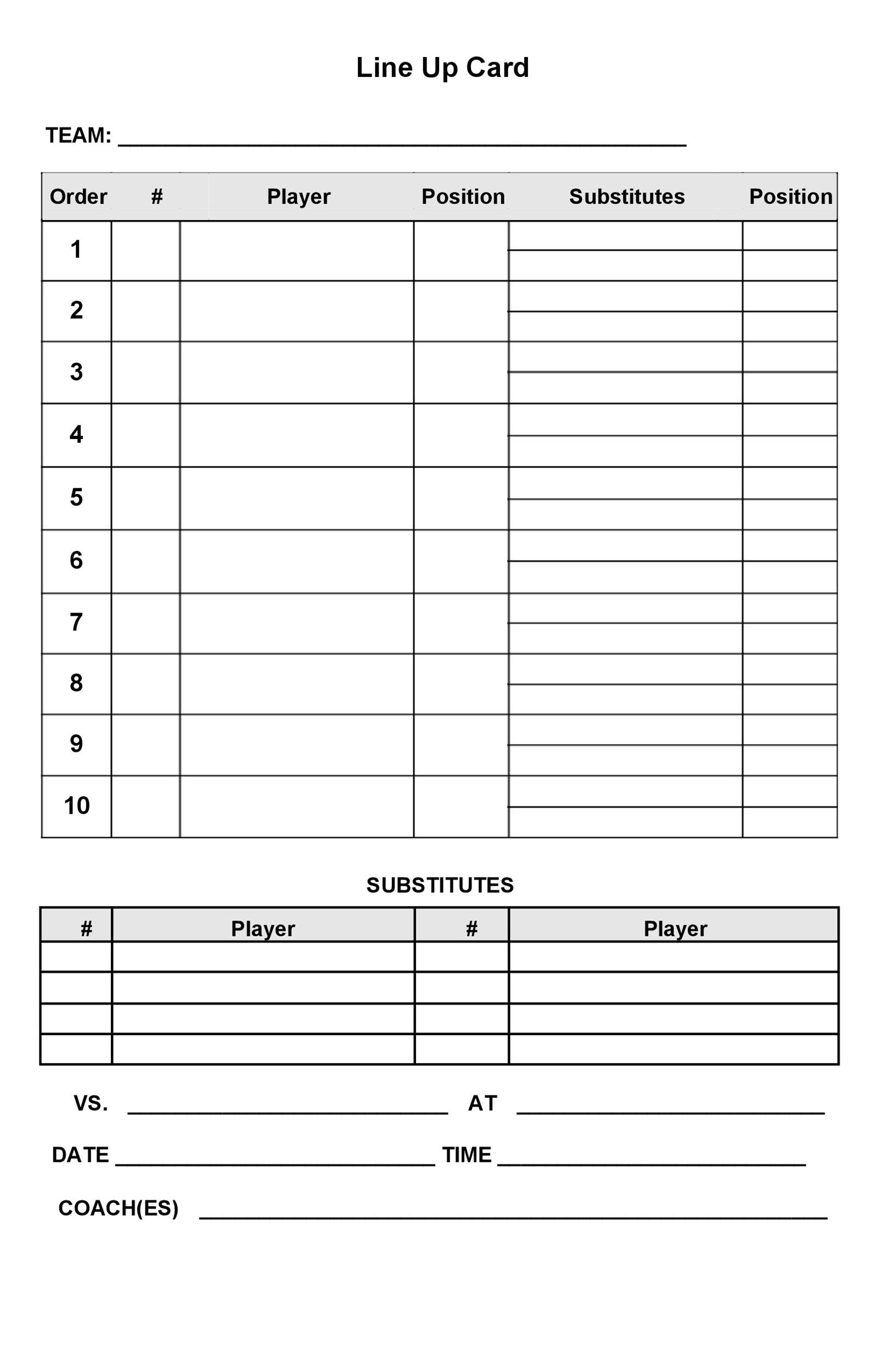 33 Printable Baseball Lineup Templates Free Download TemplateLab