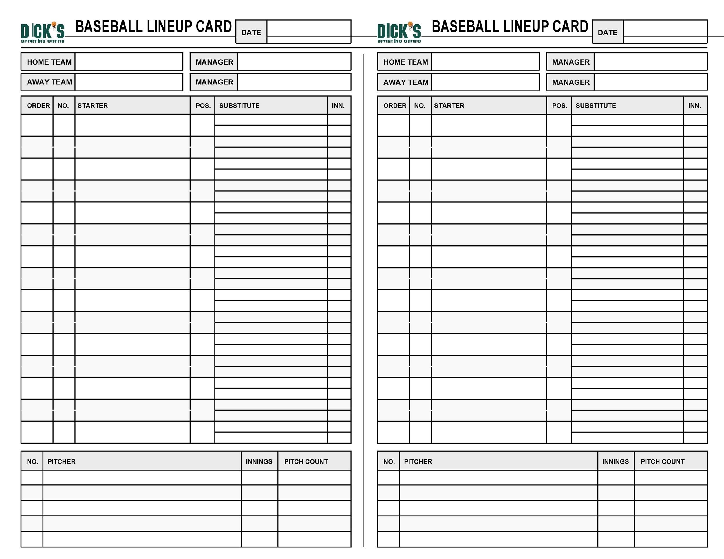 33 Printable Baseball Lineup Templates Free Download TemplateLab