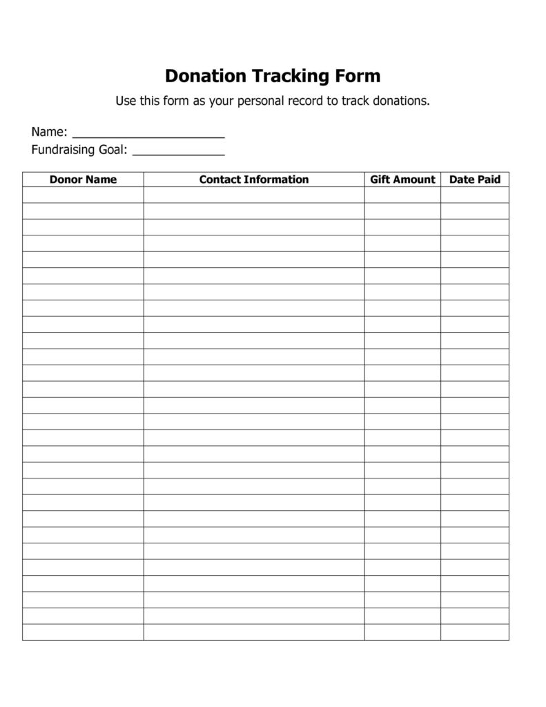 Printable Excel Donation List Template