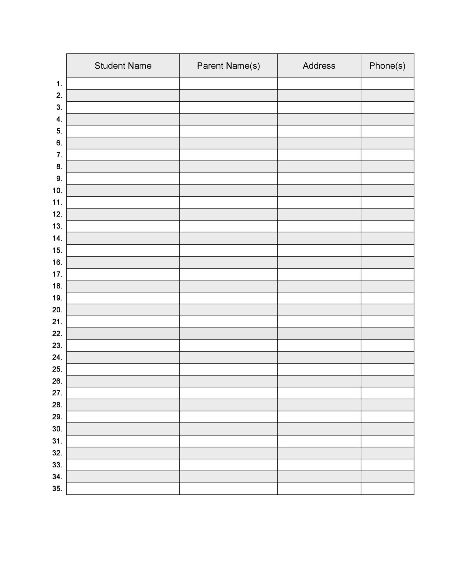 Free Roster Templates Printable - Fillable Form 2024