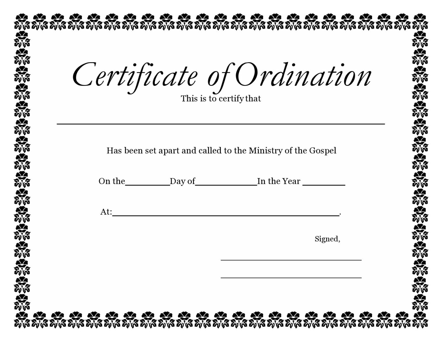 38 Ordination Certificate Templates Free Printables Fillable Form 2023