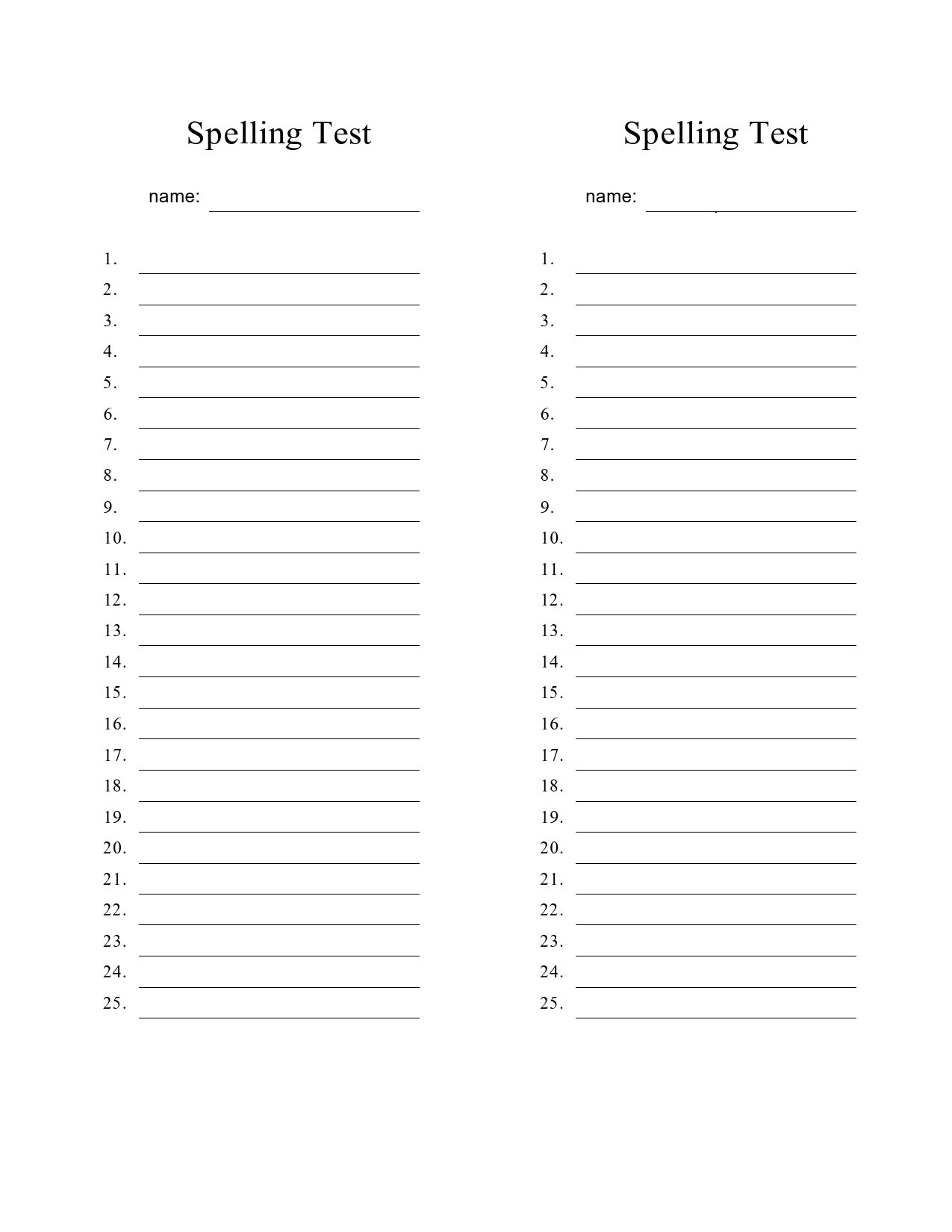 38 Printable Spelling Test Templates Word PDF TemplateLab