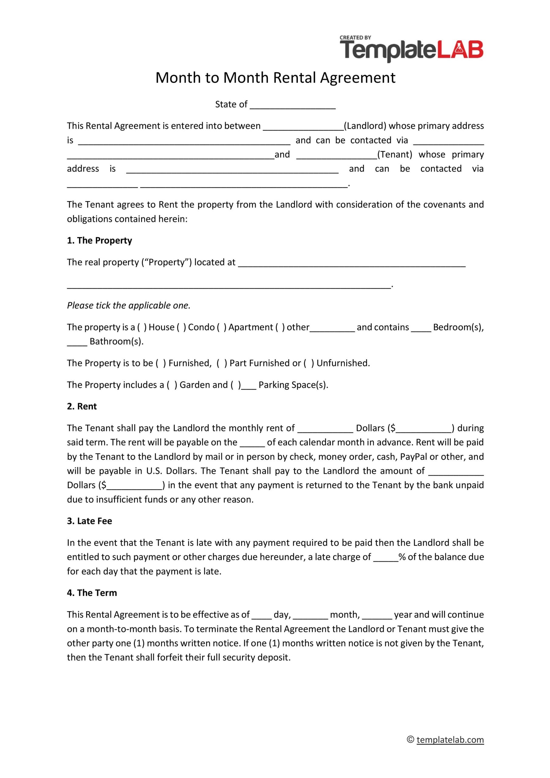 39 Simple Month to Month Rental Agreements 100 Free TemplateLab