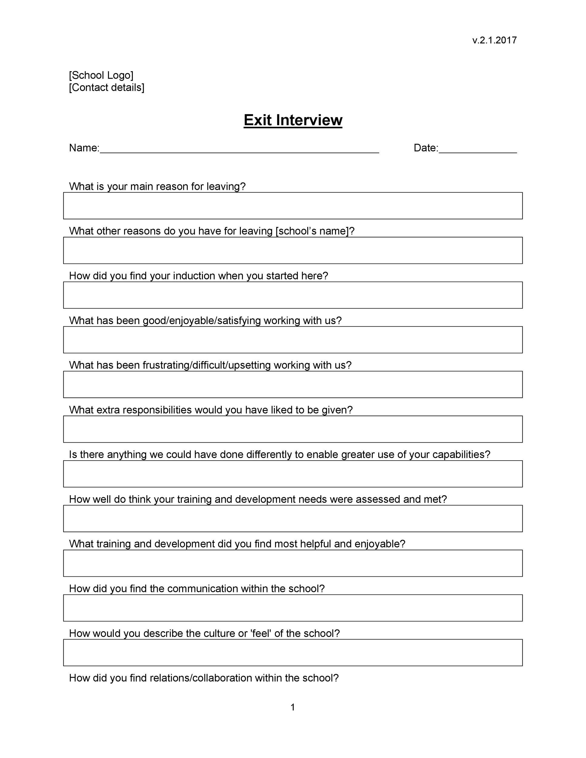 40 Best Exit Interview Templates Forms TemplateLab