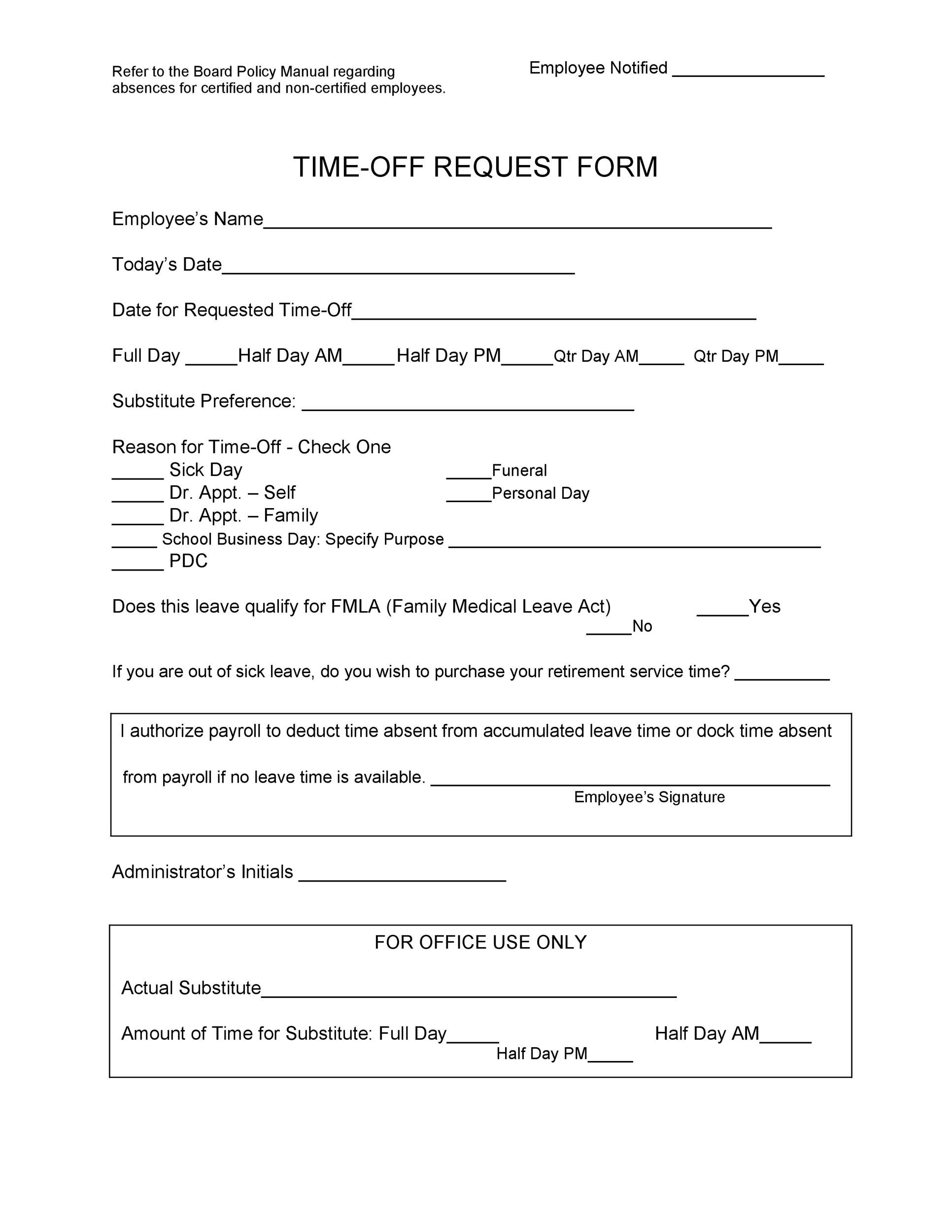 40 Effective Time Off Request Forms Templates TemplateLab