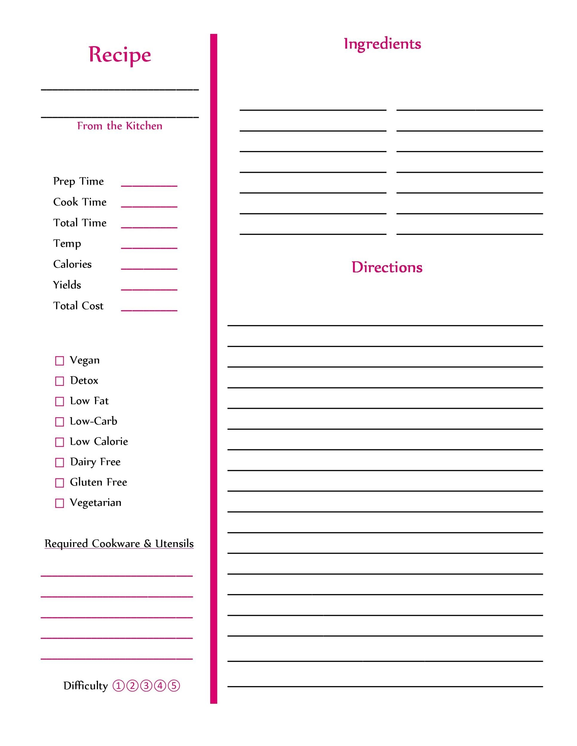 42 Perfect Cookbook Templates Recipe Book Recipe Cards 