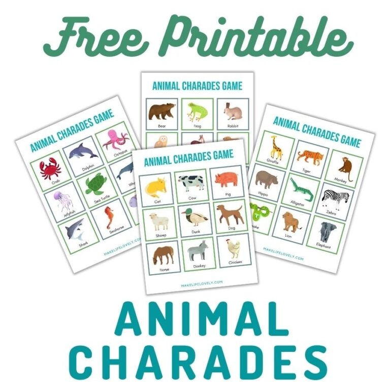 45 FREE Printable Animal Charades Cards All Ages Make Life Lovely ...