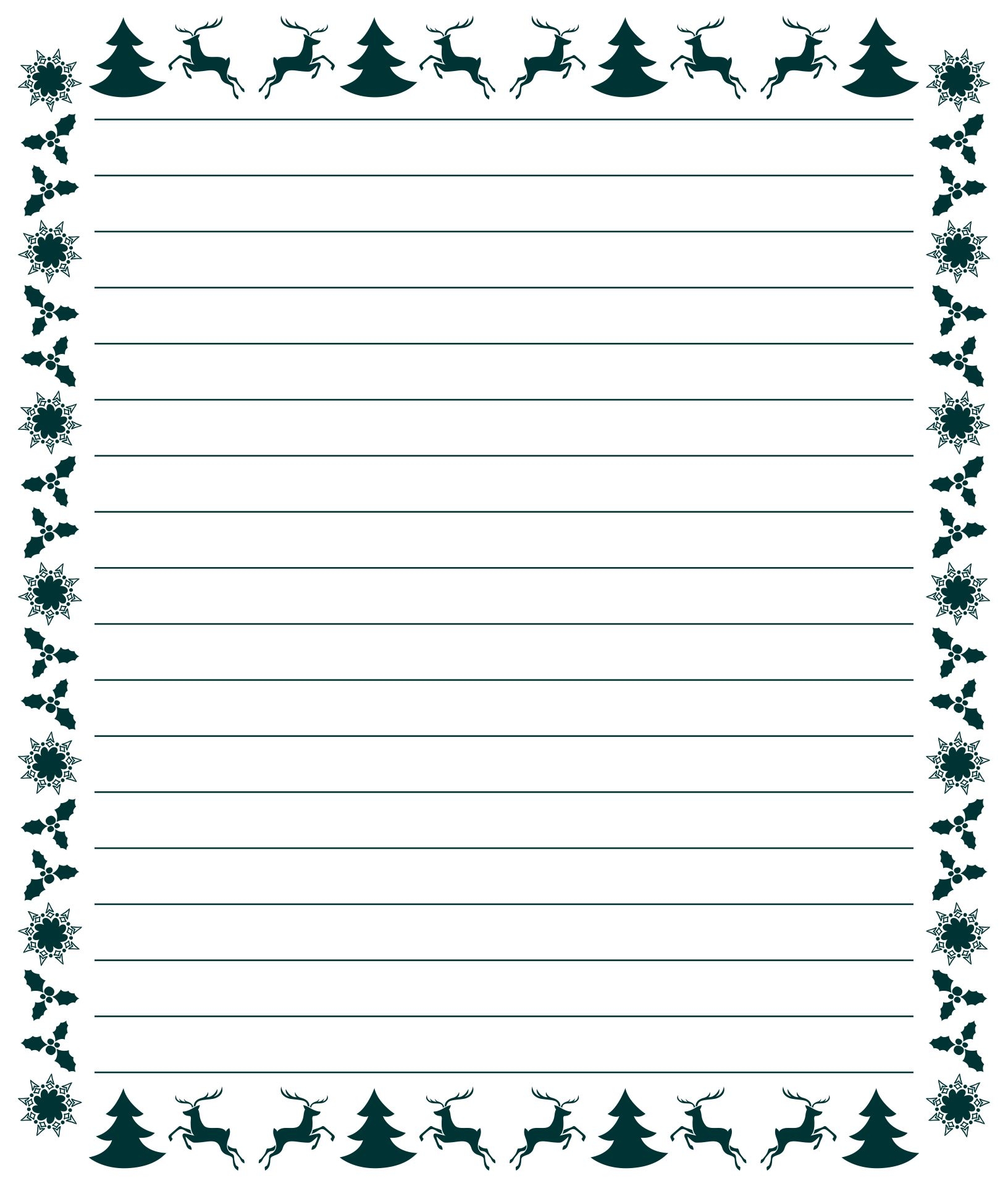 5 Best Free Printable Christmas Border Lined Writing Paper Printablee