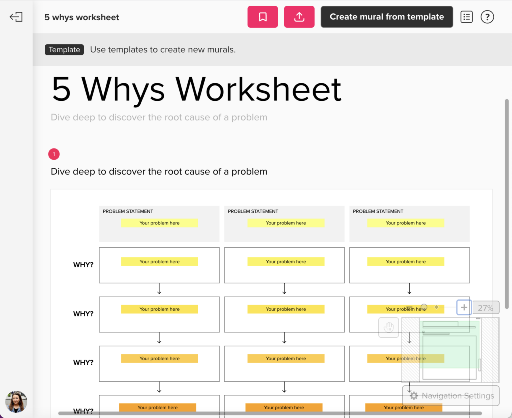 5 Whys Template Mural