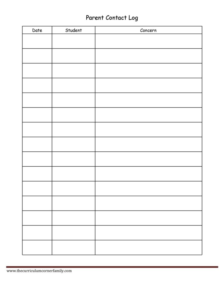50 Editable Parent Contact Logs Doc Excel PDF TemplateLab - Fillable Form 2025