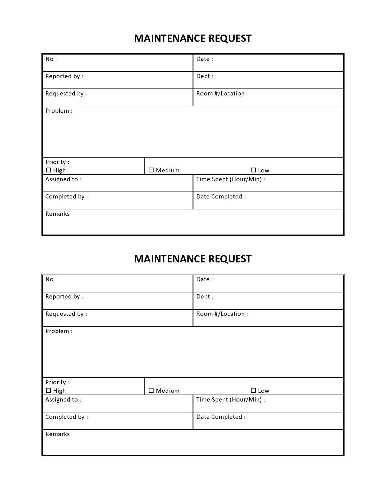 54 Maintenance Request Form Templates Free TemplateLab