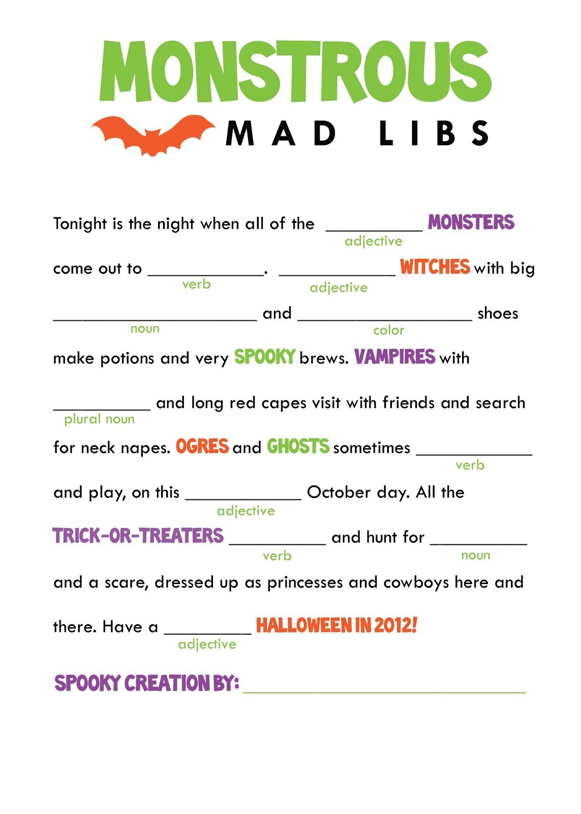 8 Mad Libs Ideas Halloween Activities Mad Libs Halloween School