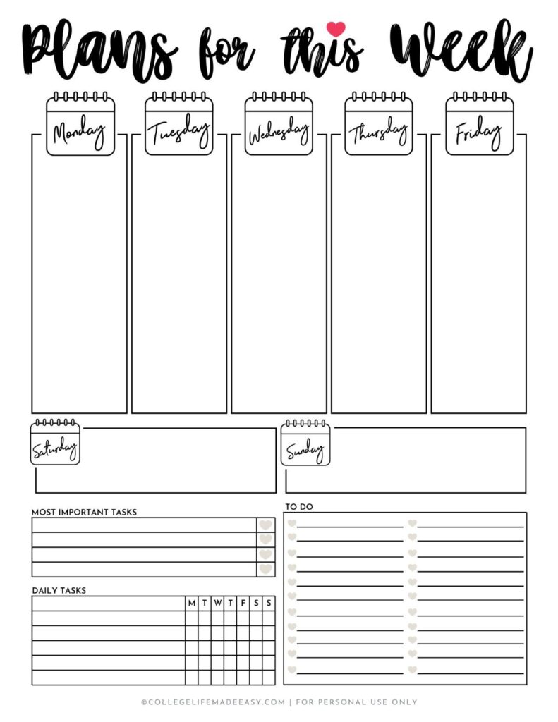 A Cute Printable Weekly Planner To Help You Tackle 2023