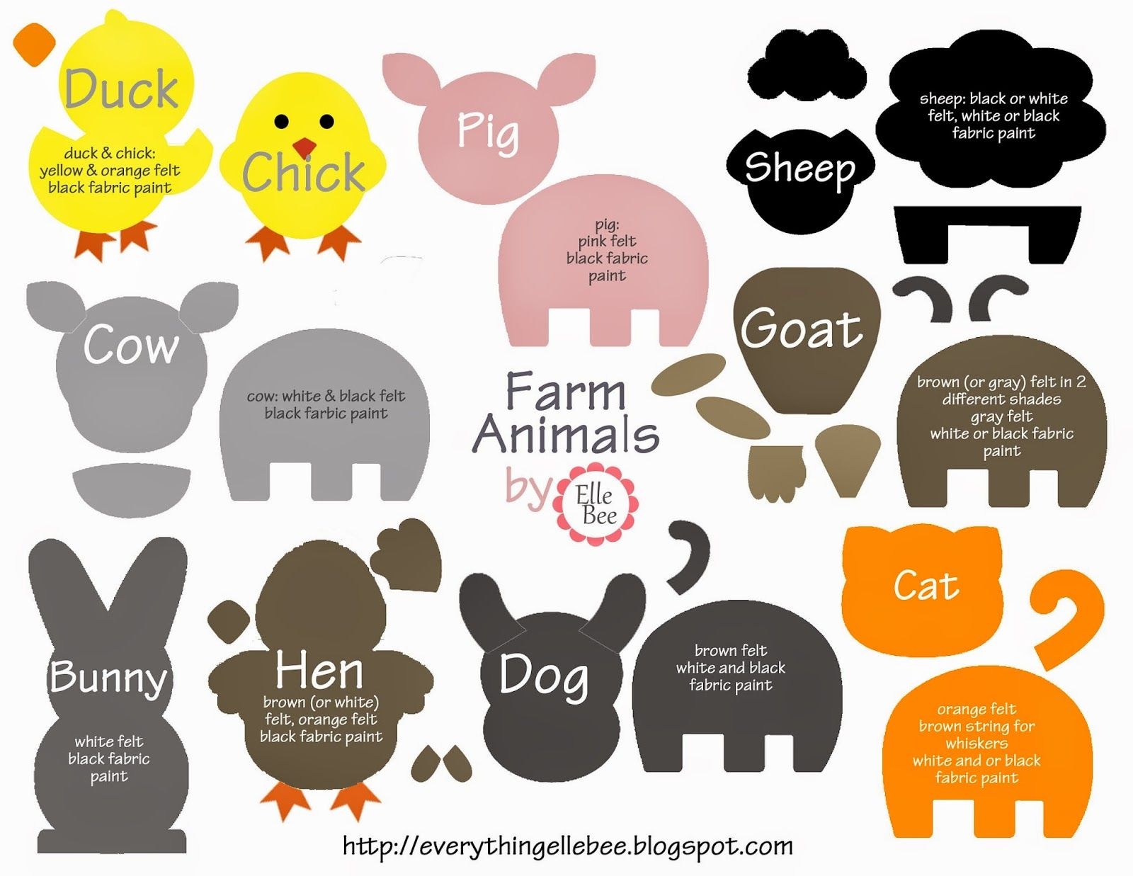 A Little Bit Of Everything FREE Printable Farm Animal Template For Felt Board Diy Felt Board Felt Quiet Books Felt Stories