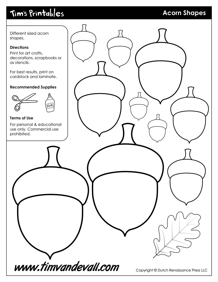 Acorn Templates Acorn Shapes Tim s Printables Fall Crafts For Kids Templates Printable Free Acorn Crafts