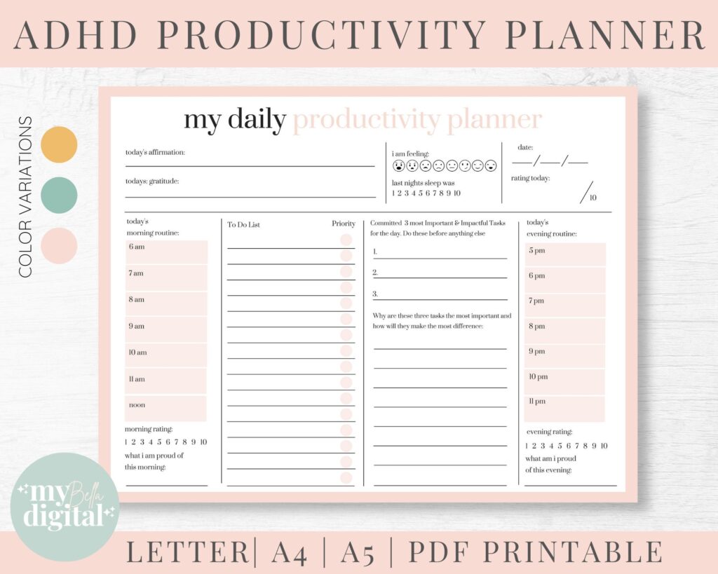 ADHD Planner Adhd Planner Printable Adhd Daily Planner Adhd Etsy de
