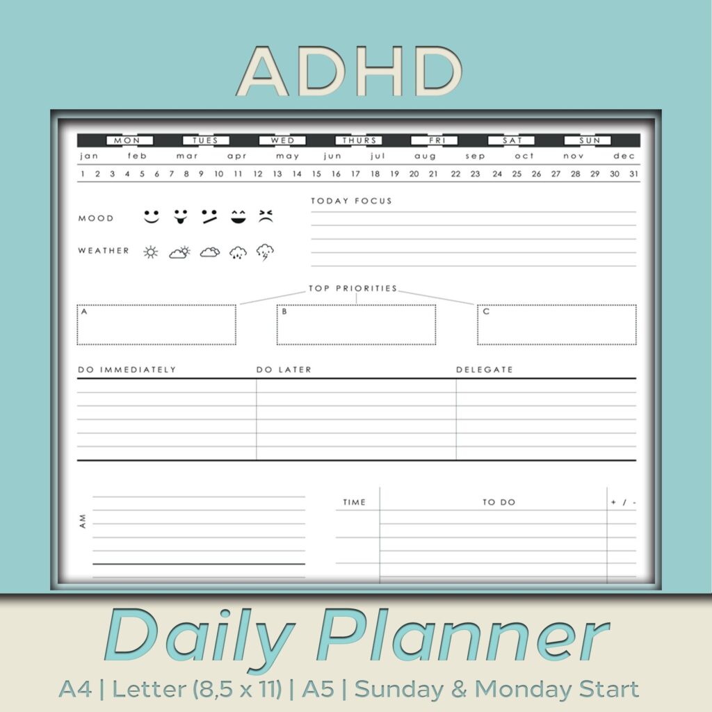 Printable Adhd Planner Template
